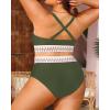 imageYonique Womens Plus Size Two Piece Bikini High Waisted Bathing Suit Tummy Control SwimsuitArmy Green
