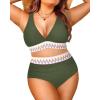 imageYonique Womens Plus Size Two Piece Bikini High Waisted Bathing Suit Tummy Control SwimsuitArmy Green
