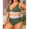 imageYonique Womens Plus Size Two Piece Bikini High Waisted Bathing Suit Tummy Control SwimsuitArmy Green