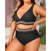 imageYonique Womens Plus Size Two Piece Bikini High Waisted Bathing Suit Tummy Control SwimsuitBlack