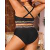 imageYonique Womens Plus Size Two Piece Bikini High Waisted Bathing Suit Tummy Control SwimsuitBlack
