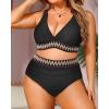 imageYonique Womens Plus Size Two Piece Bikini High Waisted Bathing Suit Tummy Control SwimsuitBlack
