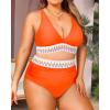 imageYonique Womens Plus Size Two Piece Bikini High Waisted Bathing Suit Tummy Control SwimsuitOrange