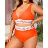 imageYonique Womens Plus Size Two Piece Bikini High Waisted Bathing Suit Tummy Control SwimsuitOrange