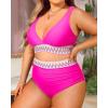 imageYonique Womens Plus Size Two Piece Bikini High Waisted Bathing Suit Tummy Control SwimsuitPink