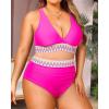 imageYonique Womens Plus Size Two Piece Bikini High Waisted Bathing Suit Tummy Control SwimsuitPink