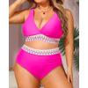 imageYonique Womens Plus Size Two Piece Bikini High Waisted Bathing Suit Tummy Control SwimsuitPink