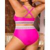 imageYonique Womens Plus Size Two Piece Bikini High Waisted Bathing Suit Tummy Control SwimsuitPink