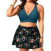 imageWomens Plus Size High Waisted Bikini  Two Piece Swimsuit with Skirt 2025 Tummy Control Bathing Suit with PocketGreen and Flower