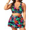imageWomens Plus Size High Waisted Bikini  Two Piece Swimsuit with Skirt 2025 Tummy Control Bathing Suit with PocketTropical Print