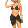 imageYonique 3 Piece Triangle Bikini Swimsuit Halter Top Tie Side Bikini Bathing Suit with Mesh Beach SkirtArmy Green