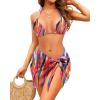 imageYonique 3 Piece Triangle Bikini Swimsuit Halter Top Tie Side Bikini Bathing Suit with Mesh Beach SkirtColor Tie Dye