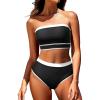 imageYonique Bandeau Bikini Womens High Waisted Swimsuit Two Piece Strapless Bathing SuitsBlack