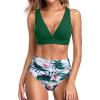imageYonique Women High Waisted Bikini Set Two Piece V Neck Bathing Suit Full Coverage Tummy Control Swimsuit