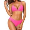 imageYonique Women Two Piece Triangle Bikini Set Bathing Suit Sexy Swimsuit Full Coverage BottomHot Pink