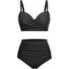 imageYonique Women Underwire Bikini Set High Waisted Tummy Control Swimsuit 2 Piece Push Up Bathing SuitBlack