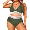 imageYonique Womens Plus Size Two Piece Bikini High Waisted Bathing Suit Tummy Control SwimsuitArmy Green