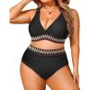 imageYonique Womens Plus Size Two Piece Bikini High Waisted Bathing Suit Tummy Control SwimsuitBlack