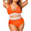 imageYonique Womens Plus Size Two Piece Bikini High Waisted Bathing Suit Tummy Control SwimsuitOrange
