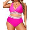 imageYonique Womens Plus Size Two Piece Bikini High Waisted Bathing Suit Tummy Control SwimsuitPink