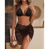 image3 Piece Swimsuits for Women Halter Bikini with Cover Up Cute Swimsuit Set Cheeky Sexy Bathing Suit 2025Black