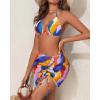 image3 Piece Swimsuits for Women Halter Bikini with Cover Up Cute Swimsuit Set Cheeky Sexy Bathing Suit 2025Colorful Geometry