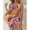 image3 Piece Swimsuits for Women Halter Bikini with Cover Up Cute Swimsuit Set Cheeky Sexy Bathing Suit 2025Colorful Geometry