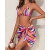image3 Piece Swimsuits for Women Halter Bikini with Cover Up Cute Swimsuit Set Cheeky Sexy Bathing Suit 2025Colorful Print