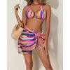 image3 Piece Swimsuits for Women Halter Bikini with Cover Up Cute Swimsuit Set Cheeky Sexy Bathing Suit 2025Colorful Print