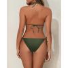 image3 Piece Swimsuits for Women Halter Bikini with Cover Up Cute Swimsuit Set Cheeky Sexy Bathing Suit 2025Green