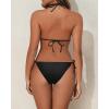image3 Piece Swimsuits for Women Halter Bikini with Cover Up Cute Swimsuit Set Cheeky Sexy Bathing Suit 2025Mesh Black