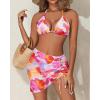 image3 Piece Swimsuits for Women Halter Bikini with Cover Up Cute Swimsuit Set Cheeky Sexy Bathing Suit 2025Pink Floral