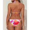 image3 Piece Swimsuits for Women Halter Bikini with Cover Up Cute Swimsuit Set Cheeky Sexy Bathing Suit 2025Pink Floral