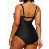 imageYonique Plus Size Swimsuit One Piece Bathing Suits for Women Tummy Control Slimming SwimwearBlack  White Stripe