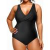 imageYonique Plus Size Swimsuit One Piece Bathing Suits for Women Tummy Control Slimming SwimwearBlack