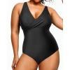 imageYonique Plus Size Swimsuit One Piece Bathing Suits for Women Tummy Control Slimming SwimwearBlack