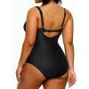 imageYonique Plus Size Swimsuit One Piece Bathing Suits for Women Tummy Control Slimming SwimwearBlack