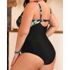 imageYonique Plus Size Swimsuit One Piece Bathing Suits for Women Tummy Control Slimming SwimwearBlack Flamingo