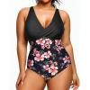 imageYonique Plus Size Swimsuit One Piece Bathing Suits for Women Tummy Control Slimming SwimwearBlack Floral1