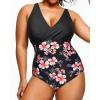 imageYonique Plus Size Swimsuit One Piece Bathing Suits for Women Tummy Control Slimming SwimwearBlack Floral1