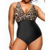 imageYonique Plus Size Swimsuit One Piece Bathing Suits for Women Tummy Control Slimming SwimwearBlack Leopard
