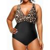 imageYonique Plus Size Swimsuit One Piece Bathing Suits for Women Tummy Control Slimming SwimwearBlack Leopard