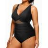 imageYonique Plus Size Swimsuit One Piece Bathing Suits for Women Tummy Control Slimming SwimwearBlack Mesh