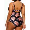 imageYonique Plus Size Swimsuit One Piece Bathing Suits for Women Tummy Control Slimming SwimwearBlack Orange Floral