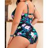 imageYonique Plus Size Swimsuit One Piece Bathing Suits for Women Tummy Control Slimming SwimwearBlack Purple Floral