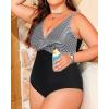imageYonique Plus Size Swimsuit One Piece Bathing Suits for Women Tummy Control Slimming SwimwearBlack Stripes