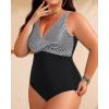 imageYonique Plus Size Swimsuit One Piece Bathing Suits for Women Tummy Control Slimming SwimwearBlack Stripes