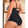 imageYonique Plus Size Swimsuit One Piece Bathing Suits for Women Tummy Control Slimming SwimwearBlack Stripes