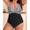 imageYonique Plus Size Swimsuit One Piece Bathing Suits for Women Tummy Control Slimming SwimwearBlack Stripes