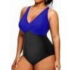 imageYonique Plus Size Swimsuit One Piece Bathing Suits for Women Tummy Control Slimming SwimwearBlue and Black